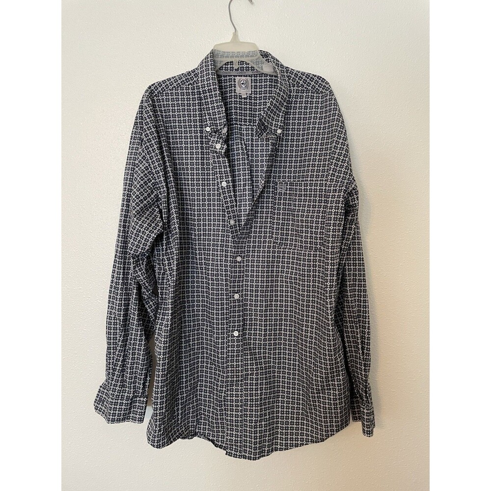 Cinch Men’s XXL Button Down Shirt NWOT Dark Blue Geometric Western Long Sleeve